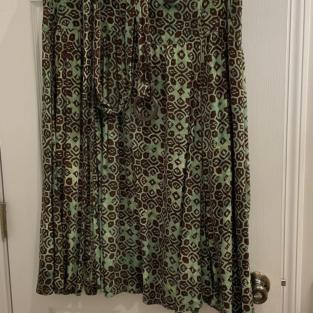 Green and Brown Patterned Skirt